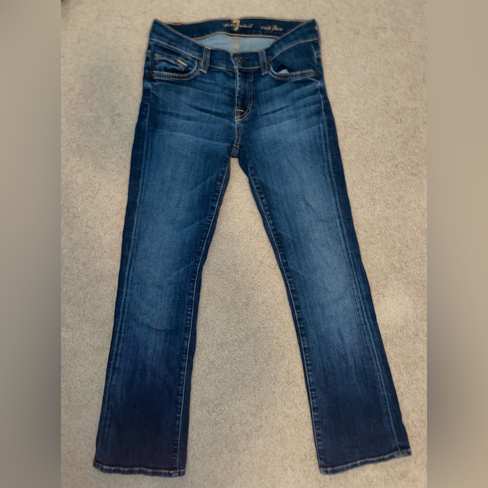 7 For All Mankind Dark Blue Straight-Leg Jeans